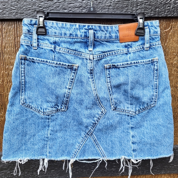 Anine Bing Distressed Button Fly Denim Mini Skirt Sz 29 - Picture 2 of 6